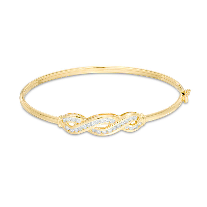 Made in Italy Cubic Zirconia Braid Bangle in 10K Gold