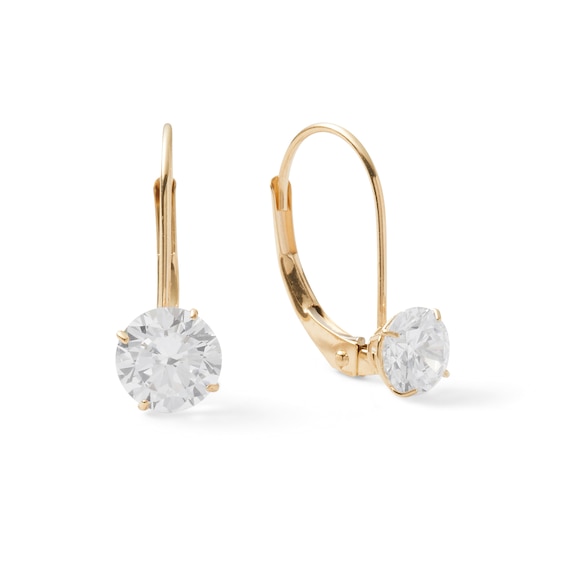 6mm Cubic Zirconia Solitaire Drop Earrings in 14K Gold