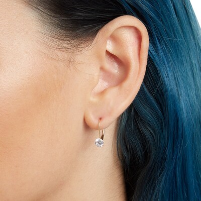 6mm Cubic Zirconia Solitaire Drop Earrings in 14K Gold