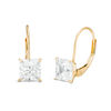 6mm Princess-Cut Cubic Zirconia Drop Earrings in 14K Gold