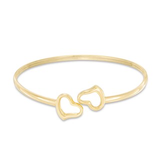 Made in Italy Double Heart Bangle in 10K Gold