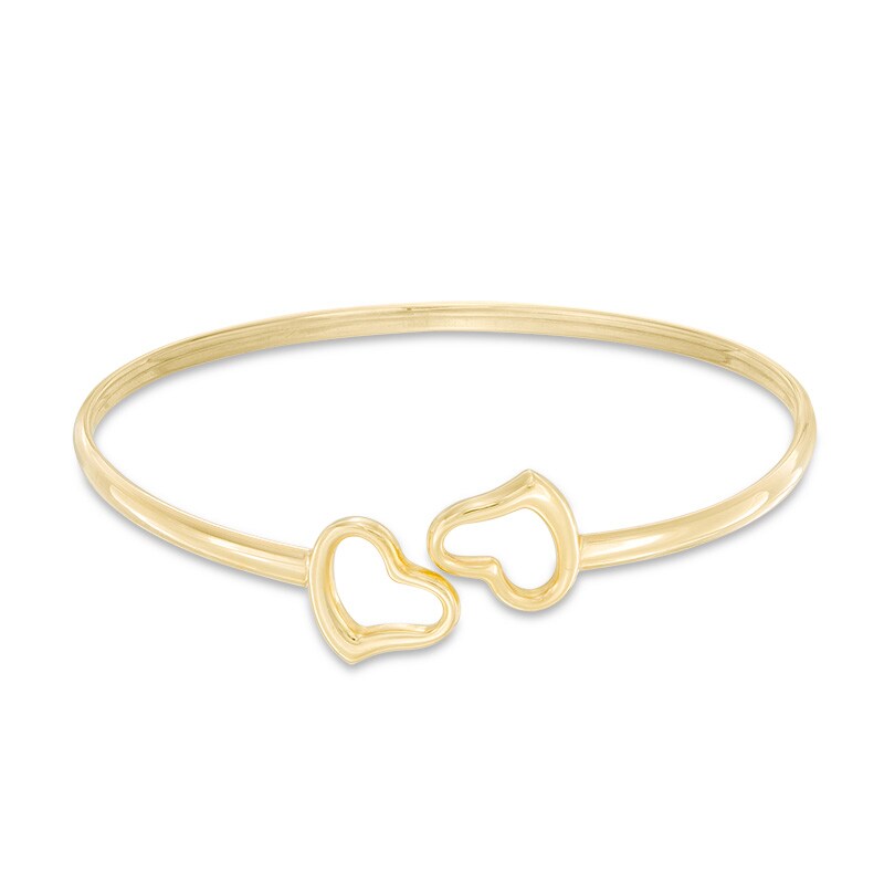 Main Image 1 of Made in Italy Double Heart Bangle in 10K Gold