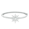5mm Cubic Zirconia and Crystal North Star Hinged Bangle in White Rhodium Brass