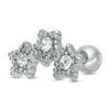 018 Gauge Crystal Three Star Cartilage Barbell in Stainless Steel