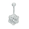 Thumbnail Image 0 of 014 Gauge Crystal Rose Belly Button Ring in Solid Stainless Steel