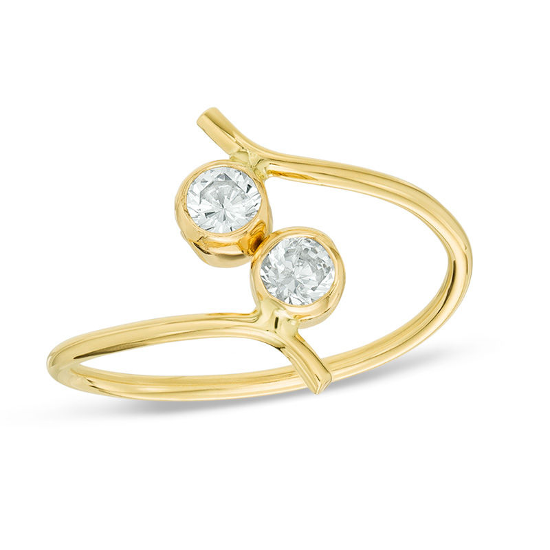 Cubic Zirconia Bypass Toe Ring in 10K Gold