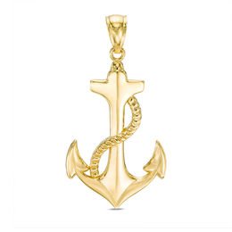 Anchor with Rope Necklace Charm in 10K Gold