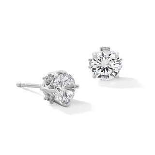 6.25mm Cubic Zirconia Heart Stud Earrings in Sterling Silver