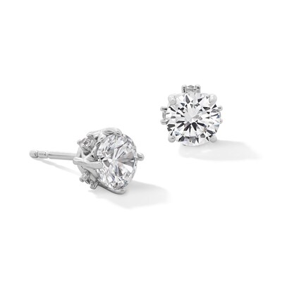 6.25mm Cubic Zirconia Heart Stud Earrings in Sterling Silver