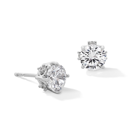 6.25mm Cubic Zirconia Heart Stud Earrings in Sterling Silver