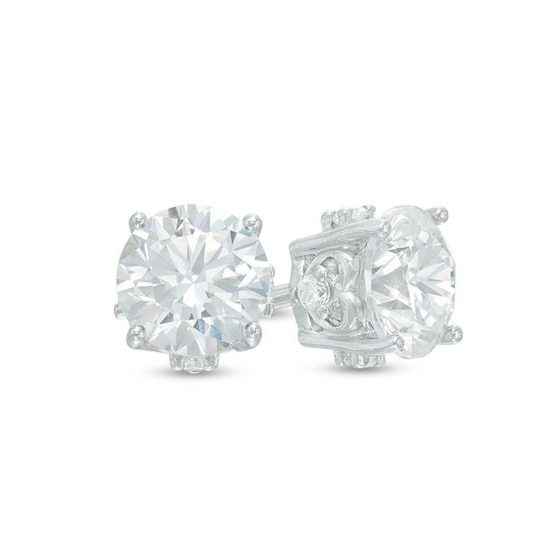 6.25mm Cubic Zirconia Heart Stud Earrings in Sterling Silver