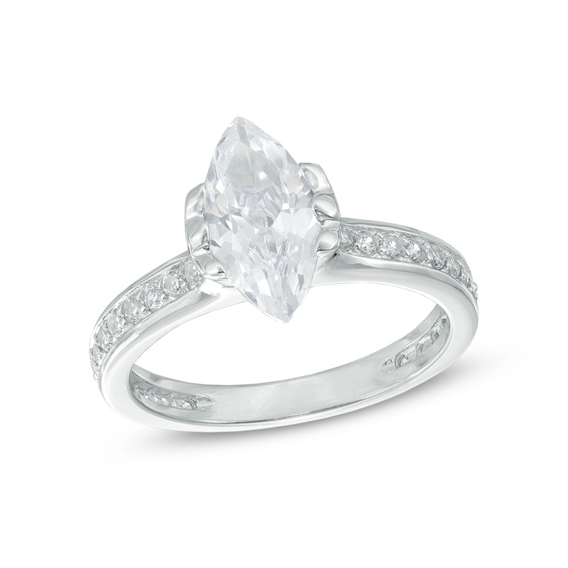 Marquise Cubic Zirconia Solitaire Ring in Sterling Silver - Size 7
