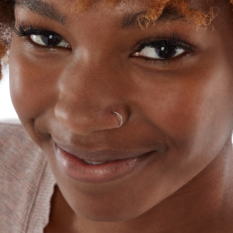 Main Image 3 of 14K Solid White Gold Nose Ring - 22G 5/16"