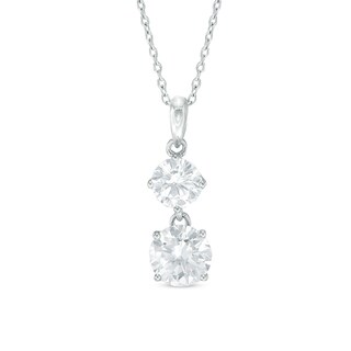 8mm Cubic Zirconia Double Drop Pendant in Sterling Silver