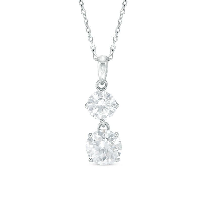 8mm Cubic Zirconia Double Drop Pendant in Sterling Silver