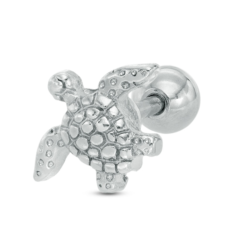 018 Gauge Sea Turtle Cartilage Barbell in Stainless Steel