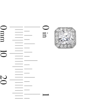 Solid Sterling Silver 4mm Princess-Cut CZ Vintage-Style Frame Studs