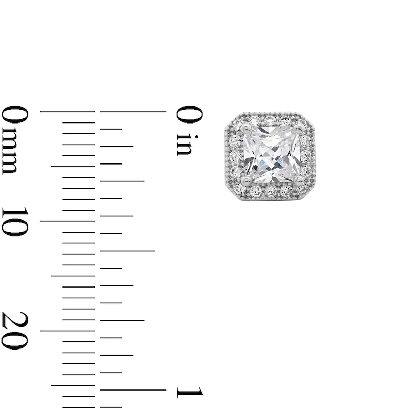 Main Image 2 of 4mm Princess-Cut Cubic Zirconia Vintage-Style Frame Stud Earrings in Sterling Silver