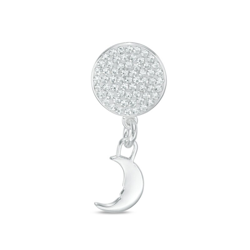 Main Image 2 of White Crystal Disc and Moon Charm in Sterling Silver
