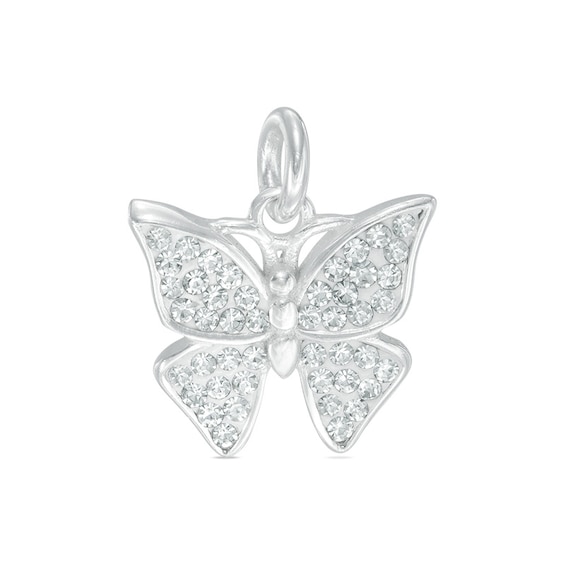 White Crystal Butterfly Charm in Sterling Silver