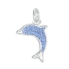 Thumbnail Image 1 of Blue Crystal Dolphin Charm in Sterling Silver