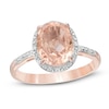 Oval Pink Quartz Triplet and Lab-Created White Sapphire Frame Ring in Sterling Silver and 14K Rose Gold - Size 7