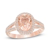 Oval Pink Quartz Triplet and Lab-Created White Sapphire Frame Ring in Sterling Silver and 14K Rose Gold Plate - Size 7