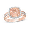 Pink Quartz Triplet and Lab-Created White Sapphire Frame Ring in Sterling Silver and 14K Rose Gold Plate - Size 7