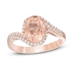 Oval Pink Quartz Triplet and Lab-Created White Sapphire Bypass Ring in Sterling Silver and 14K Rose Gold Plate - Size 7