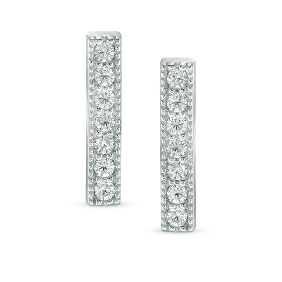 Cubic Zirconia Bar Stud Earrings in Sterling Silver