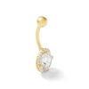 Thumbnail Image 1 of 10K Solid Gold CZ Frame Belly Button Ring - 14G 3/8"