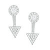 Cubic Zirconia Circle Stud Earrings with Triangle Drop Jackets Set in Sterling Silver