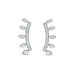 Cubic Zirconia Curved Bar Stud Earrings in Sterling Silver