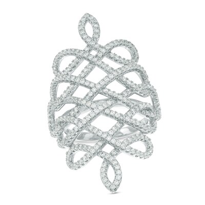 Cubic Zirconia Loose Braid Ring in Sterling Silver - Size 7