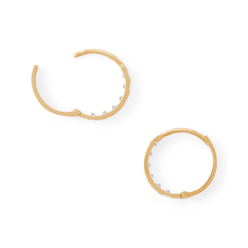 Main Image 2 of Cubic Zirconia 9mm Huggie Hoop Earrings in 10K Solid Gold