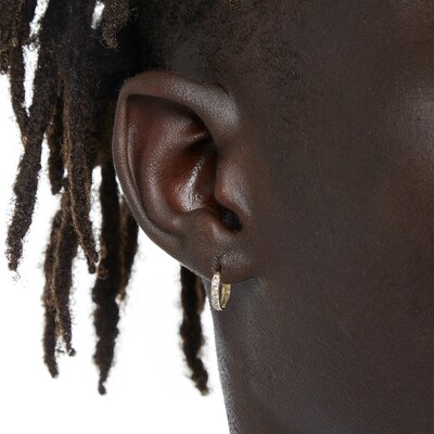 10K Solid Gold CZ Huggie Hoops