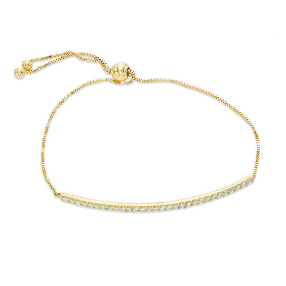 Cubic Zirconia Bar Bolo Bracelet in 10K Gold - 9.5"