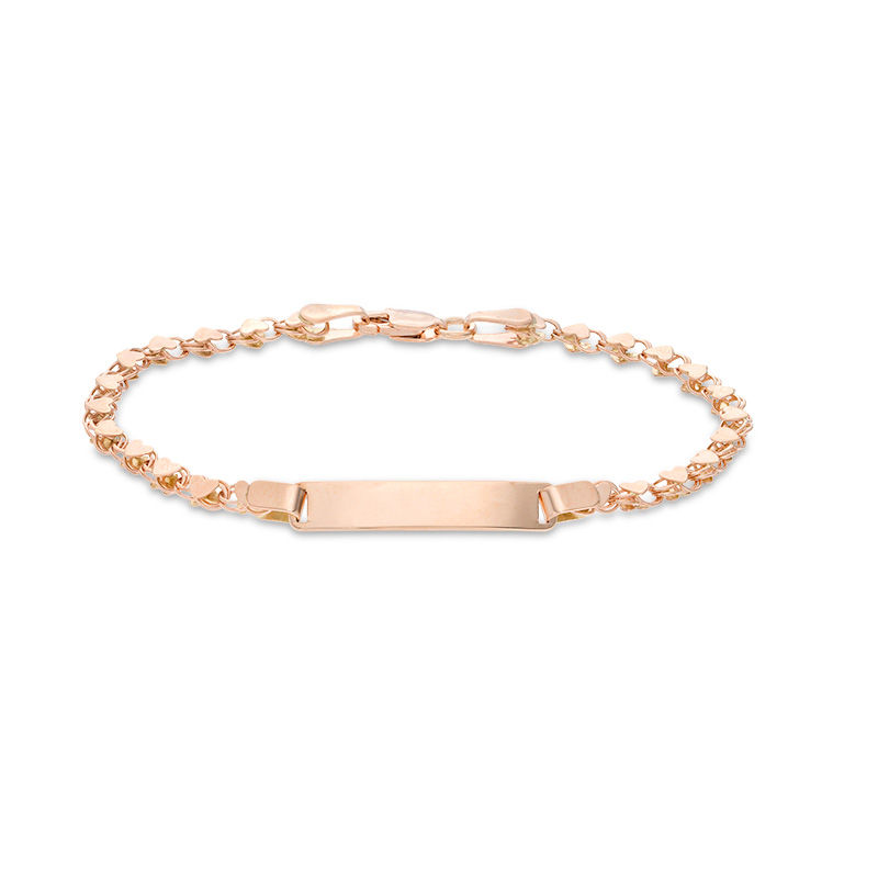 Child's Mirror Heart ID Bracelet in 10K Rose Gold - 5.5"