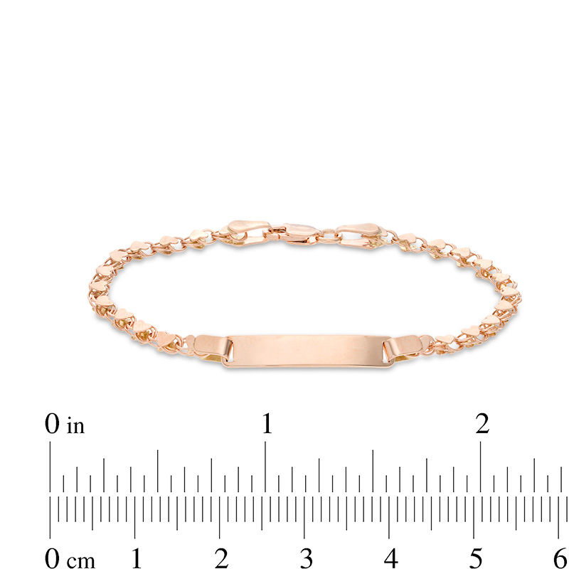 Child's Mirror Heart ID Bracelet in 10K Rose Gold - 5.5"