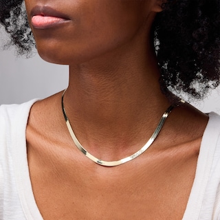 10K Solid Gold Herringbone Chain Made in Italy