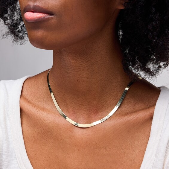 10K Solid Gold Herringbone Chain Made in Italy
