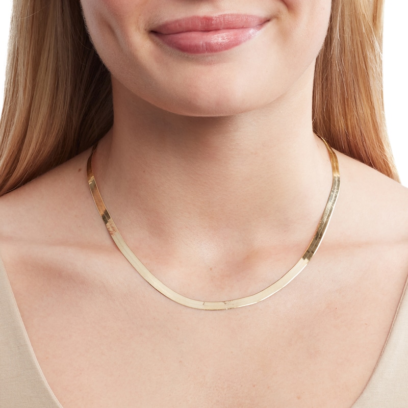 Made in Italy 035 Gauge Herringbone Chain Necklace in 10K Gold - 18"