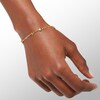 Thumbnail Image 2 of Hollow Puff Heart and Key Link Bracelet in 10K Solid Gold - 7.5"