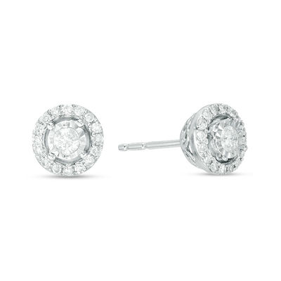 1/4 CT. T.W. Diamond Frame Stud Earrings in 10K White Gold
