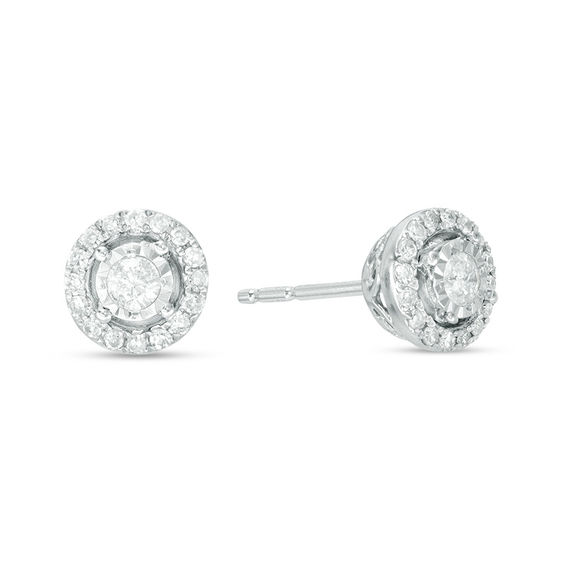 1/4 CT. T.W. Diamond Frame Stud Earrings in 10K White Gold