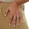 Thumbnail Image 2 of 1/5 CT. T.W. Composite Diamond and Pink Sapphire Accent Double Frame Promise Ring in Sterling Silver