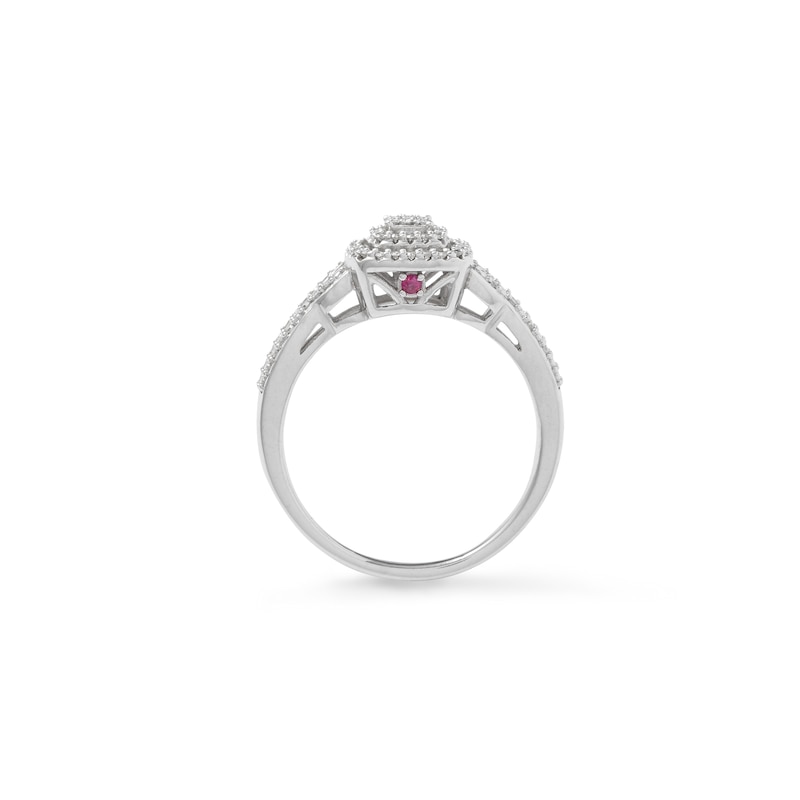 1/5 CT. T.W. Composite Diamond and Pink Sapphire Accent Double Frame Promise Ring in Sterling Silver