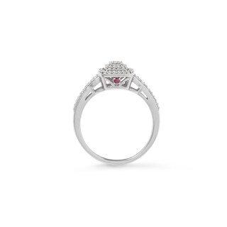 1/5 CT. T.W. Composite Diamond and Pink Sapphire Accent Double Frame Promise Ring in Sterling Silver