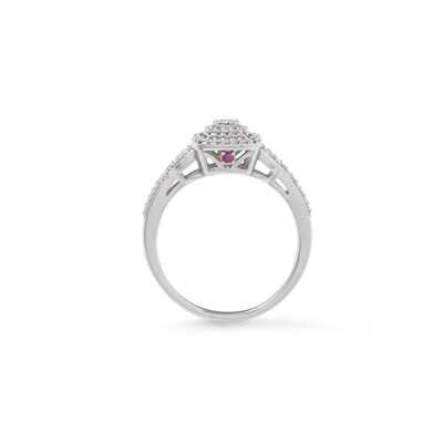 1/5 CT. T.W. Composite Diamond and Pink Sapphire Accent Double Frame Promise Ring in Sterling Silver