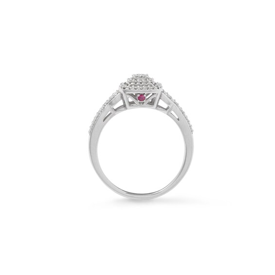 1/5 CT. T.W. Composite Diamond and Pink Sapphire Accent Double Frame Promise Ring in Sterling Silver